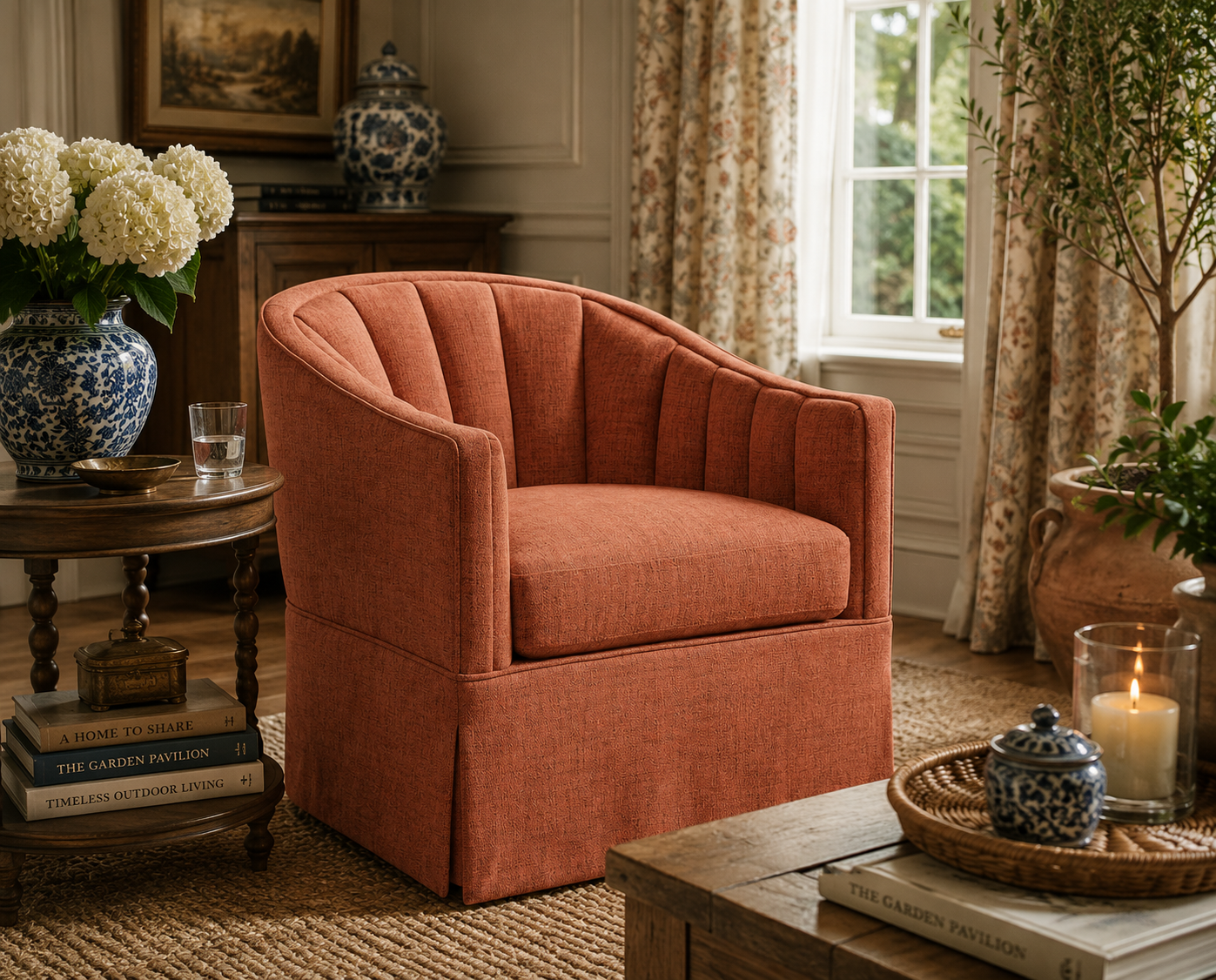 The Ashbourne Skirted Swivel Accent Chair
