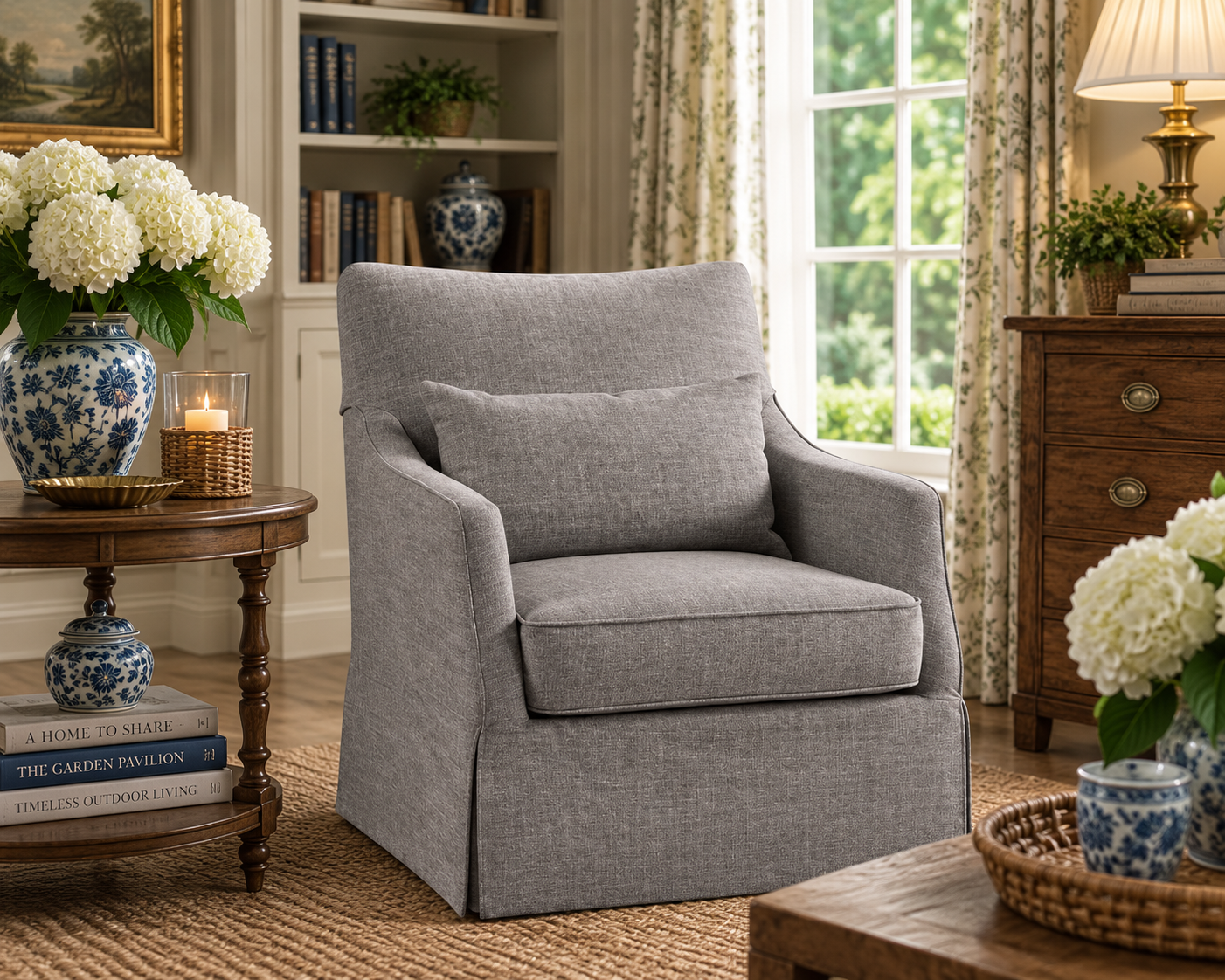 The London Skirted Swivel Chair