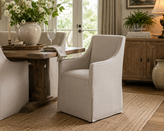 Ashford Skirted Upholstered Dining Armchair