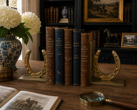 The Huntley Antique Brass Horseshoe Bookends
