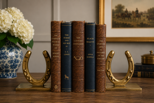 The Huntley Antique Brass Horseshoe Bookends