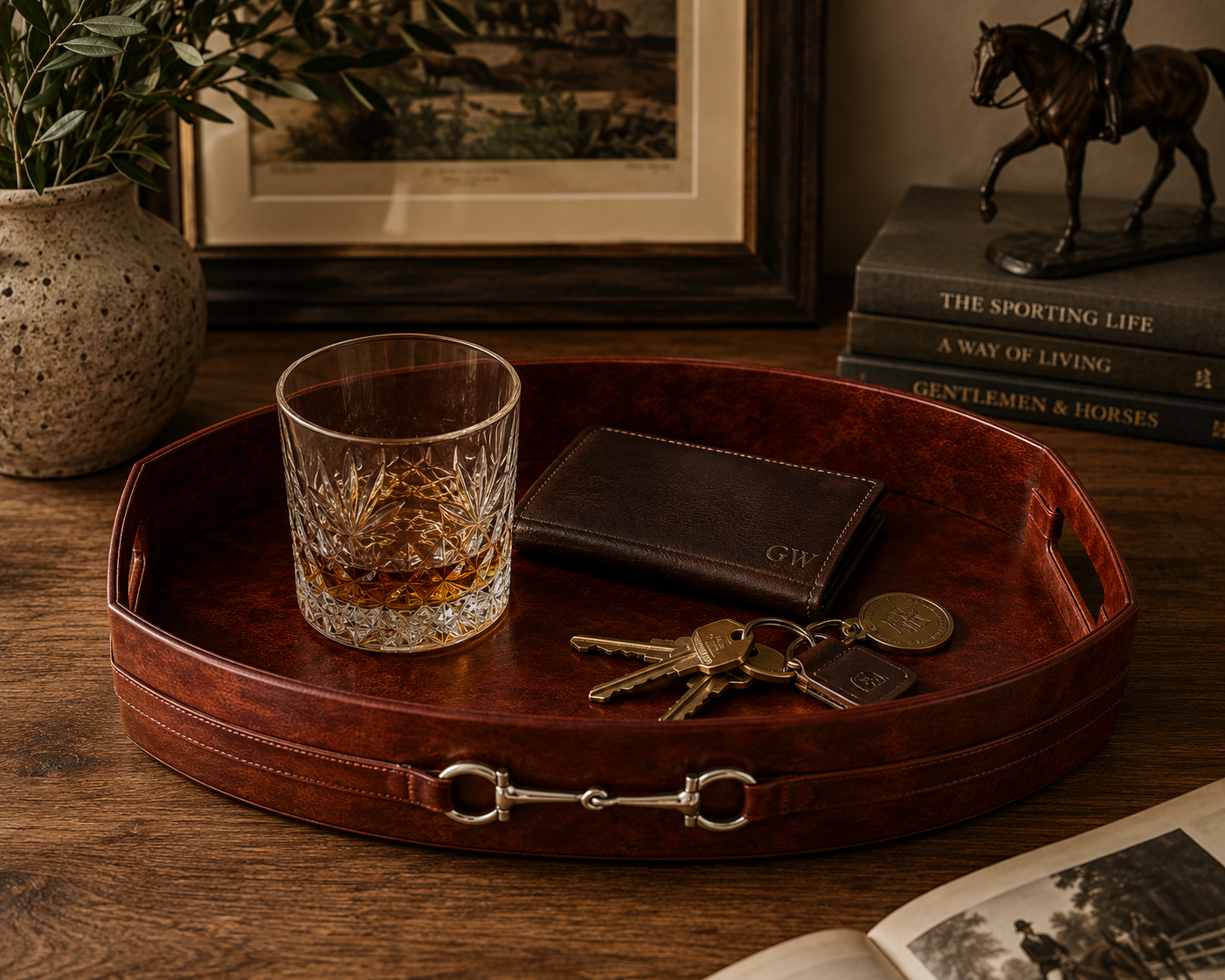 The Ashbourne Equestrian Horse Bit Vegan Leather Serving Tray