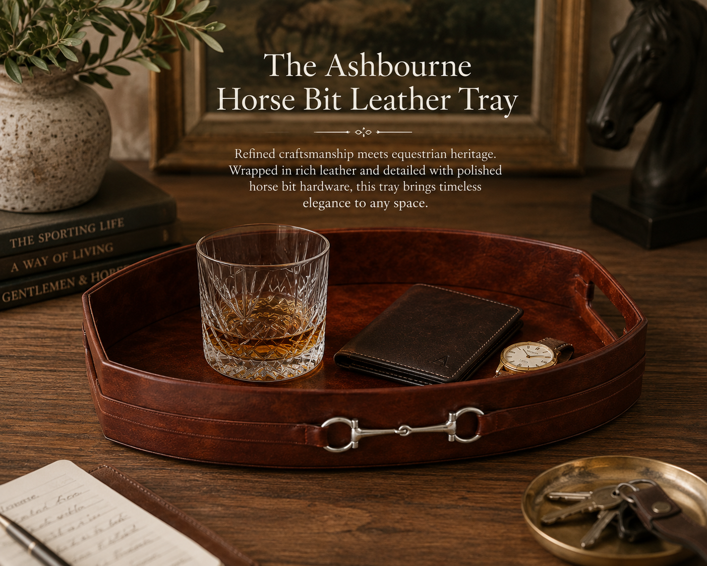 The Ashbourne Equestrian Horse Bit Vegan Leather Serving Tray
