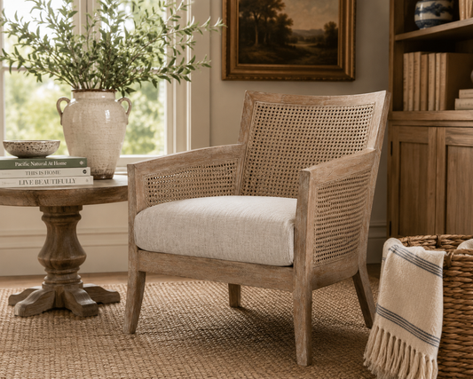 The Ashbourne Reclaimed Oak Cane Accent Chair