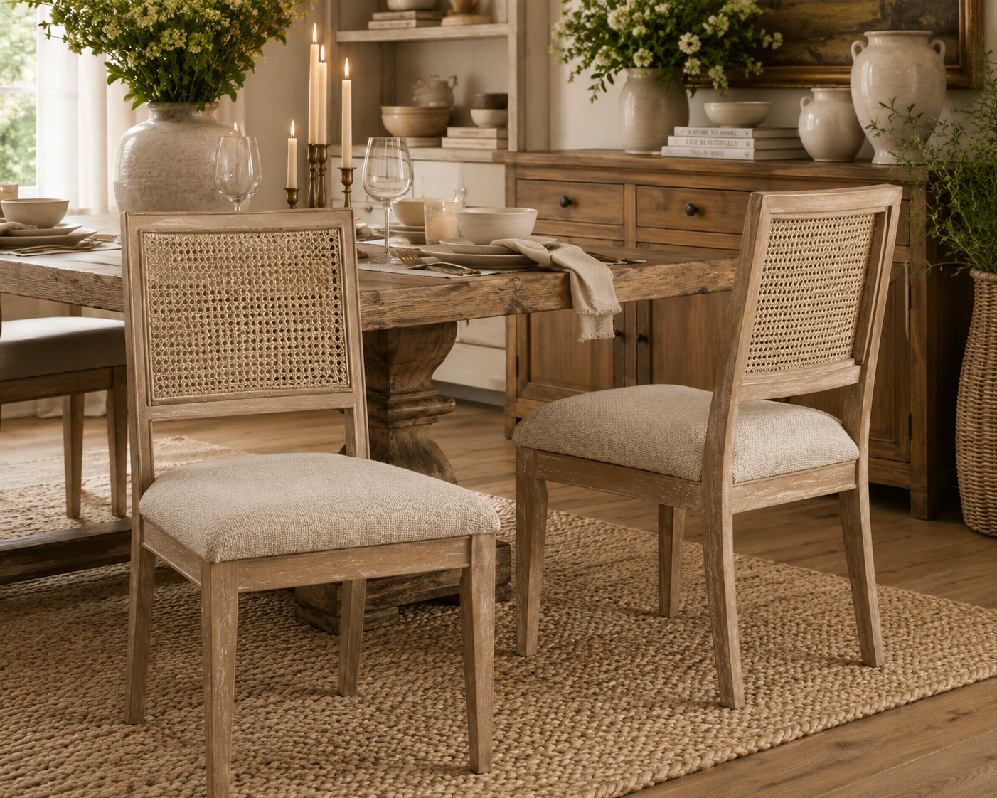 Ashbourne Cane Back Upholstered Dining Chair (Set of 2)