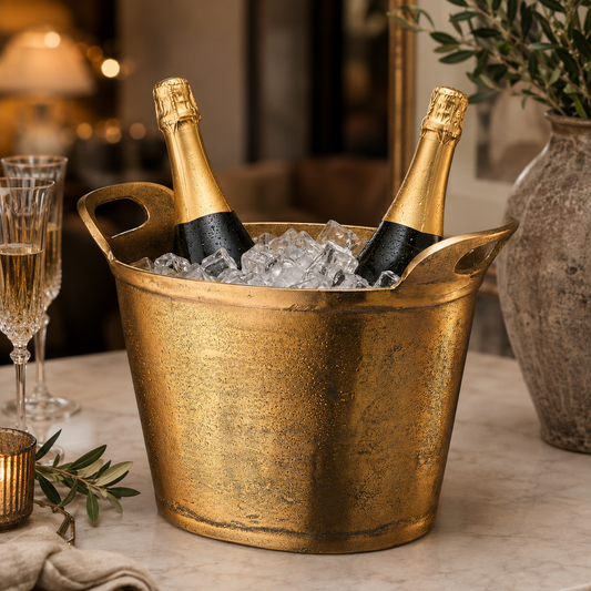The Ashbourne Solid Brass Double-Walled Champagne Cooler & Ice Bucket