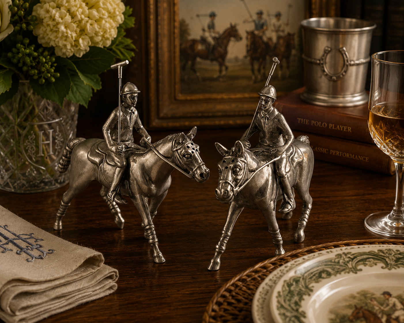 Ashford Pewter Polo Player Salt & Pepper Shaker Set