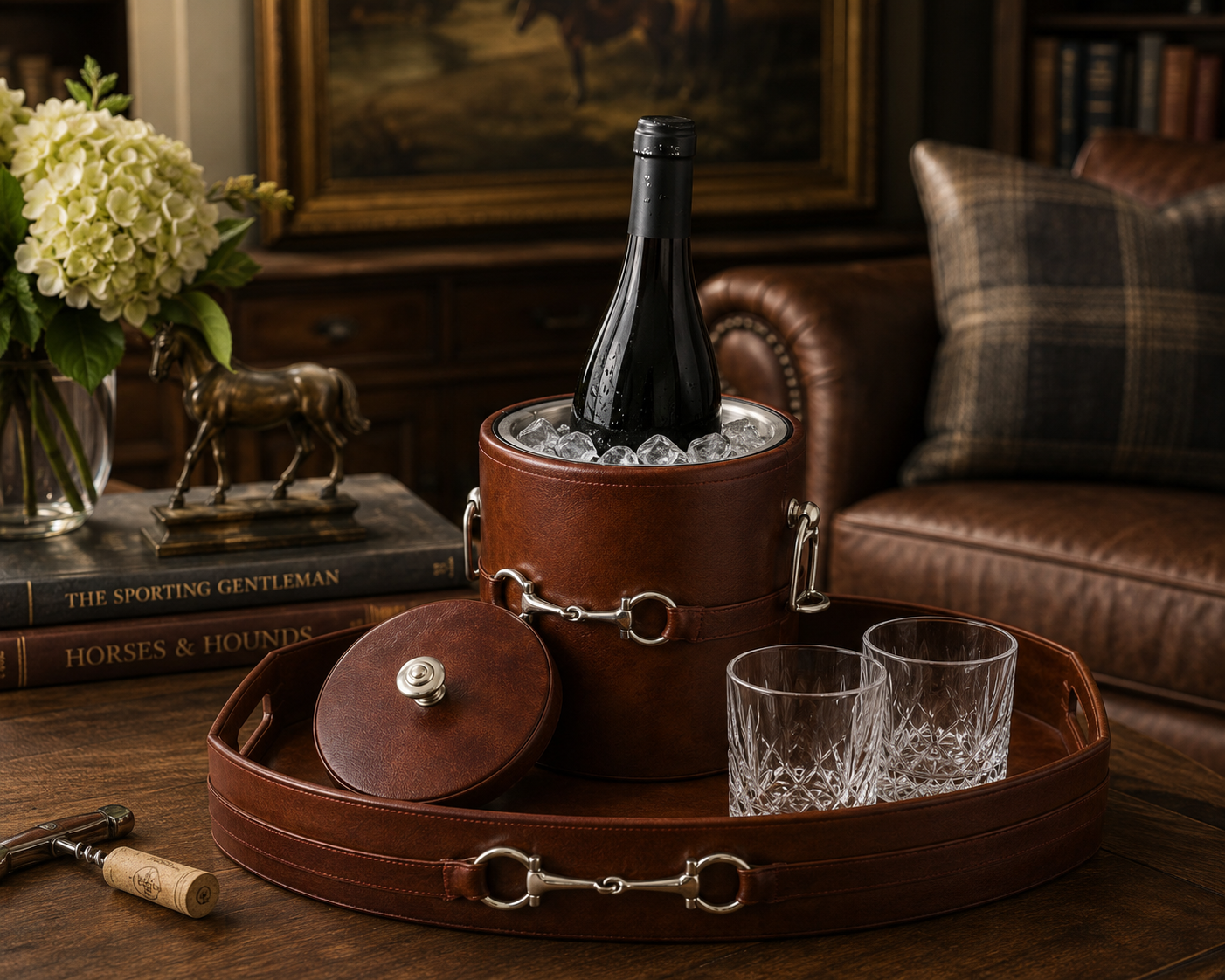 Ashbourne Equestrian Horse Bit Vegan Leather Ice Bucket
