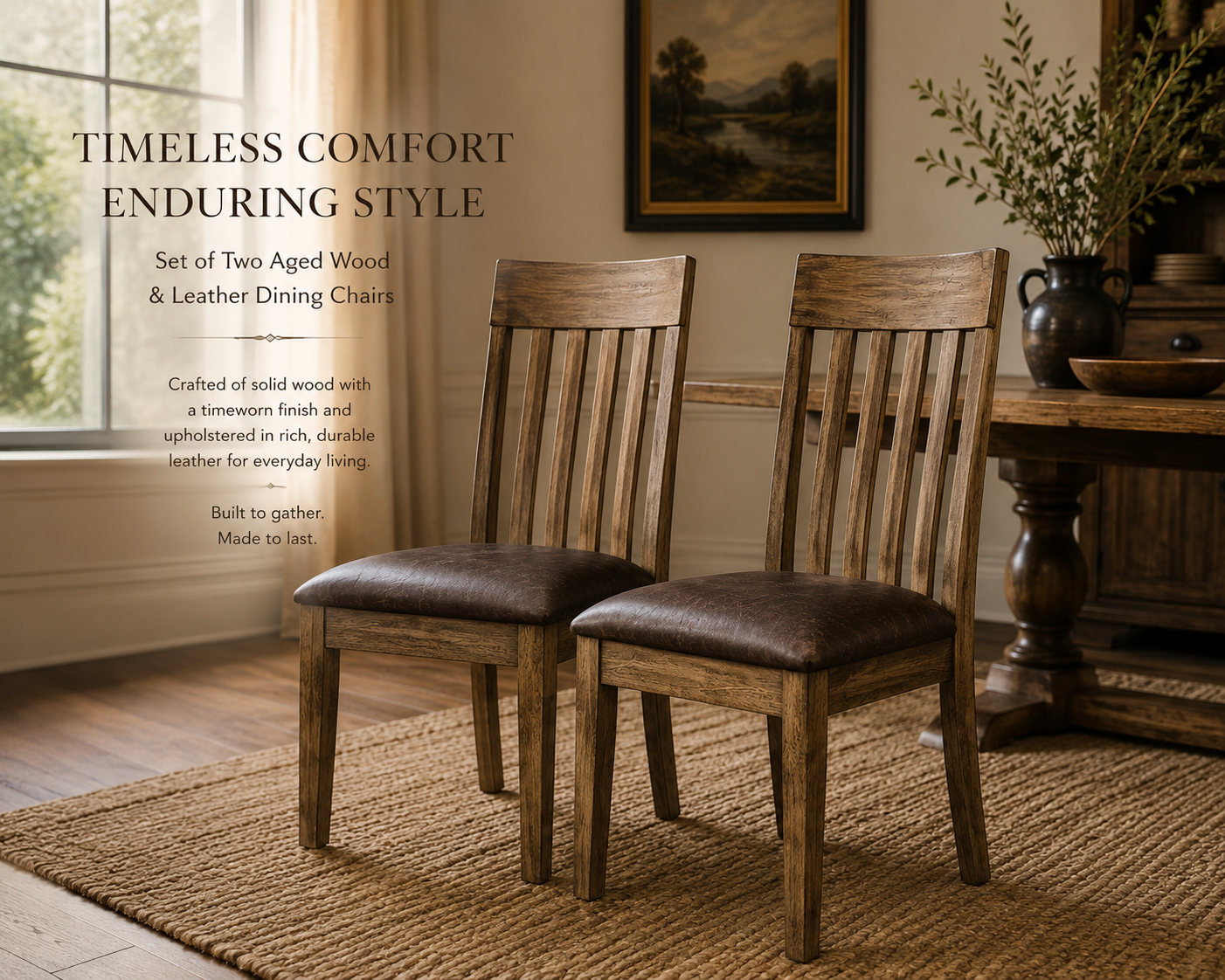 The Ashbourne Heritage Leather Dining Chairs (Set of 2)