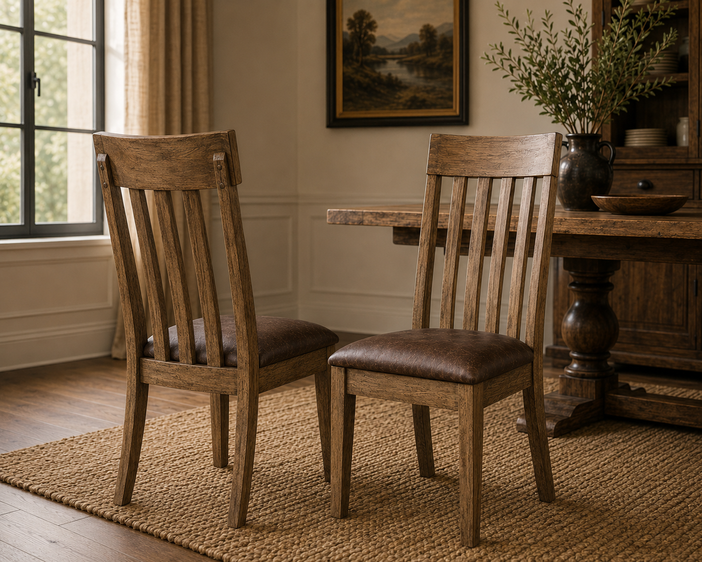 The Ashbourne Heritage Leather Dining Chairs (Set of 2)