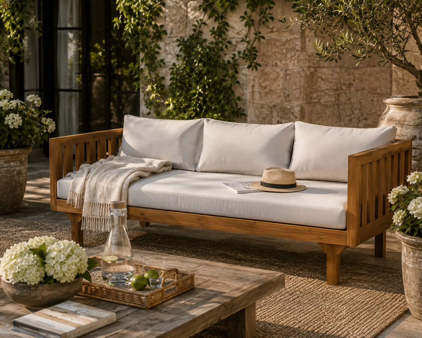 The Hawthorne Outdoor Acacia Daybed