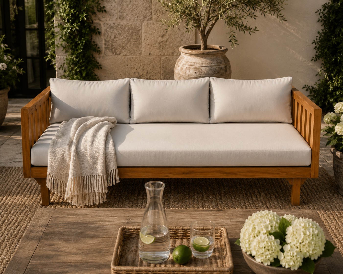 The Hawthorne Outdoor Acacia Daybed