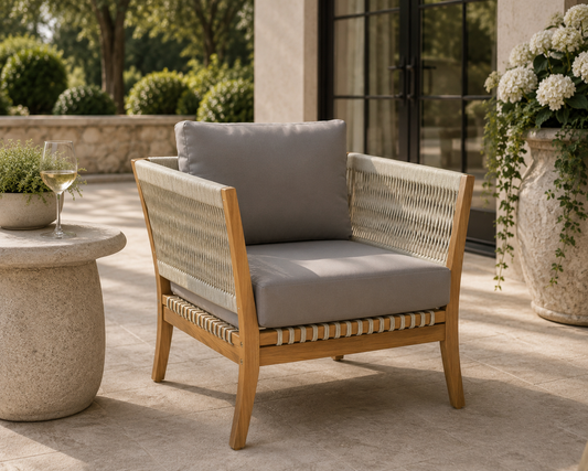 The Ellsworth Outdoor Teak & Handwoven Rope Club Chair