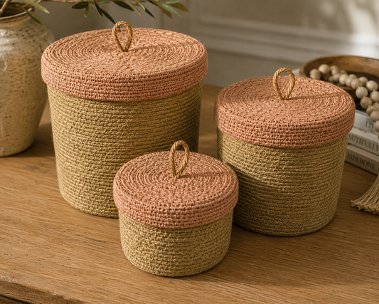 The Marlowe Handwoven Seagrass Nesting Canisters | Set of 3