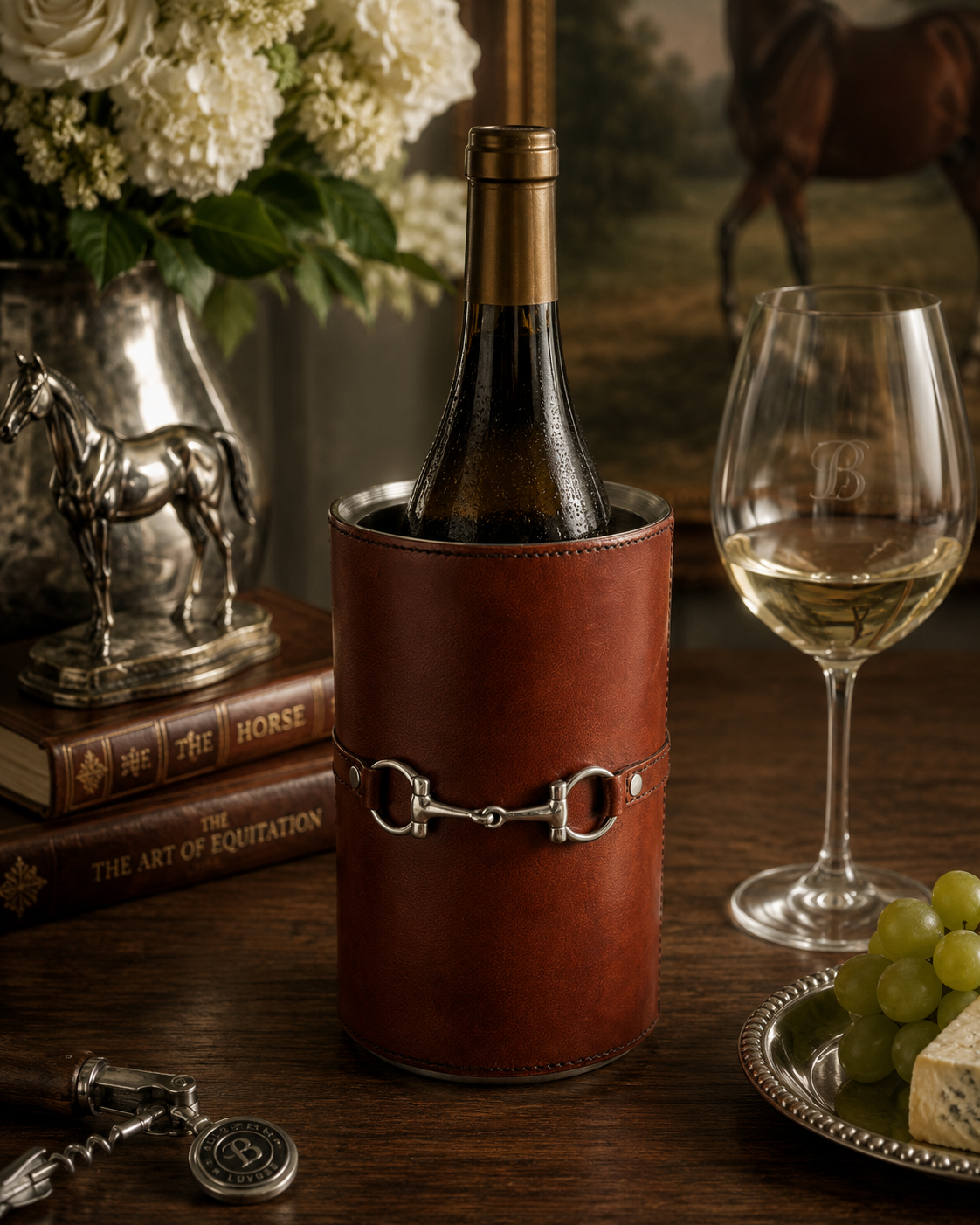 The Ashbourne Leather Horse Bit Wine Bottle Chiller