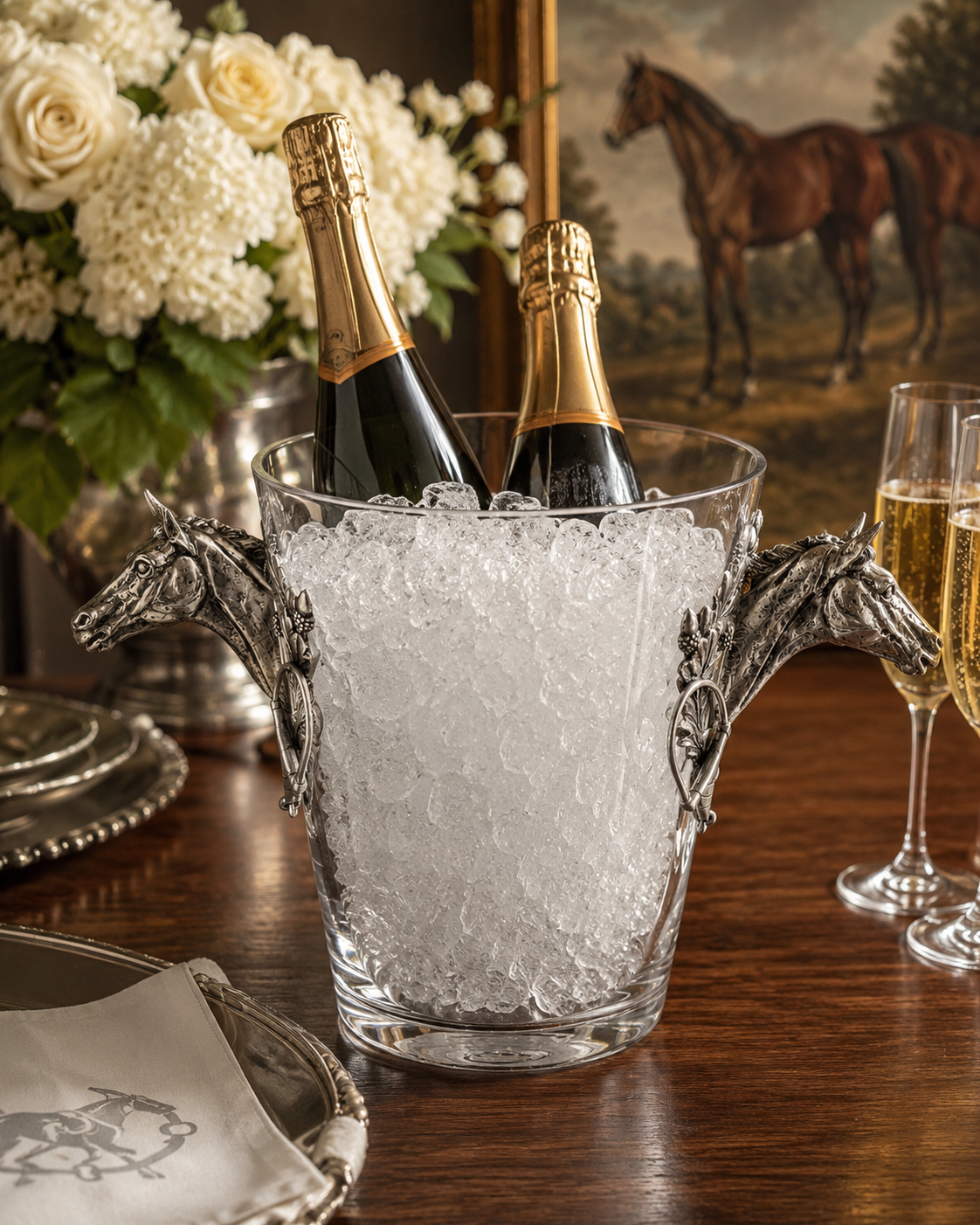 The Hunt Club Horse Head Glass Ice Bucket