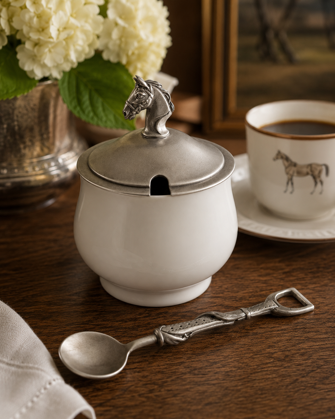 The Ashbourne Equestrian Sugar Bowl & Spoon