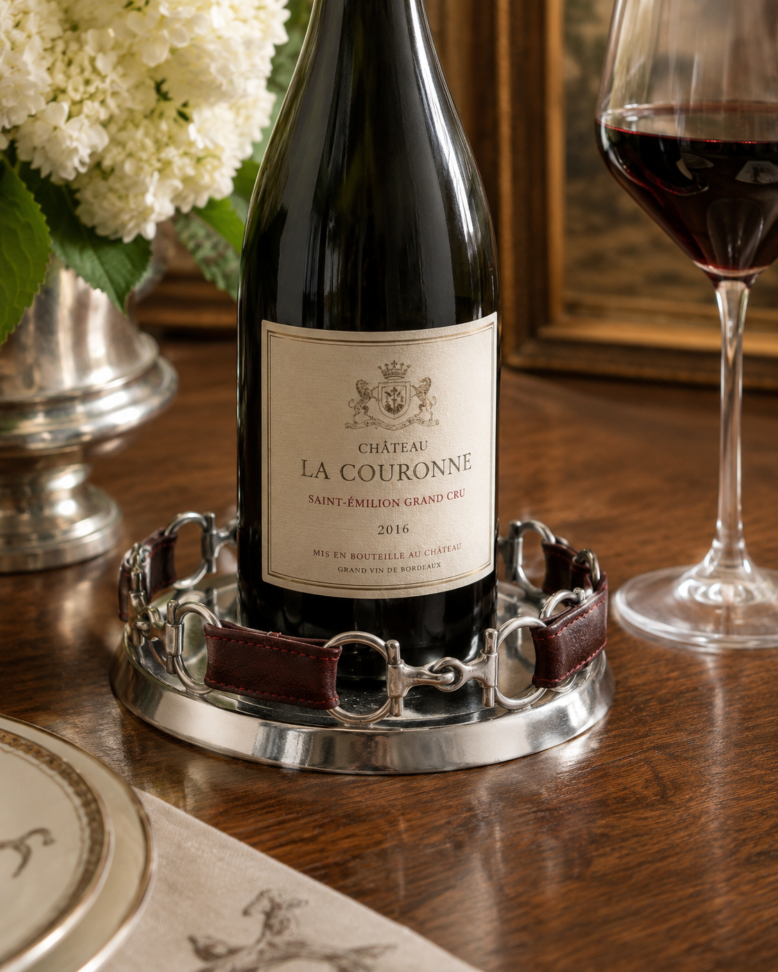 The Ashbourne Horse Bit Leather Wine Coaster