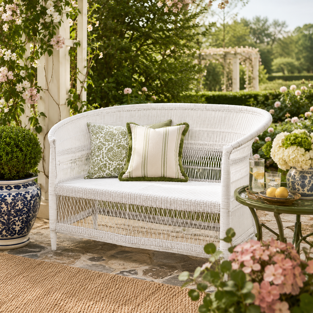 Malawi Handwoven Cane Loveseat