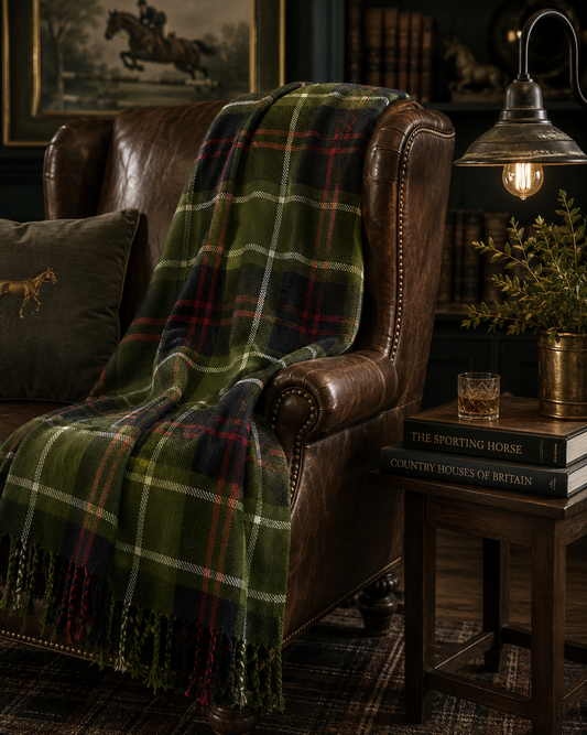 The Bridle Glen Plaid Tassel Throw Blanket