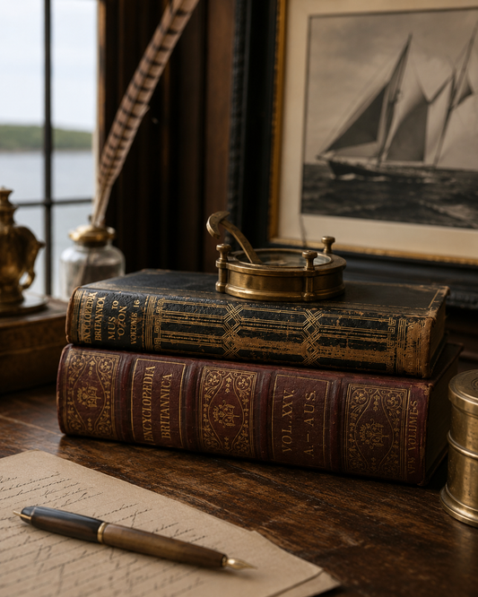 The Admiral's Library Vintage Leather-Bound Books – Large