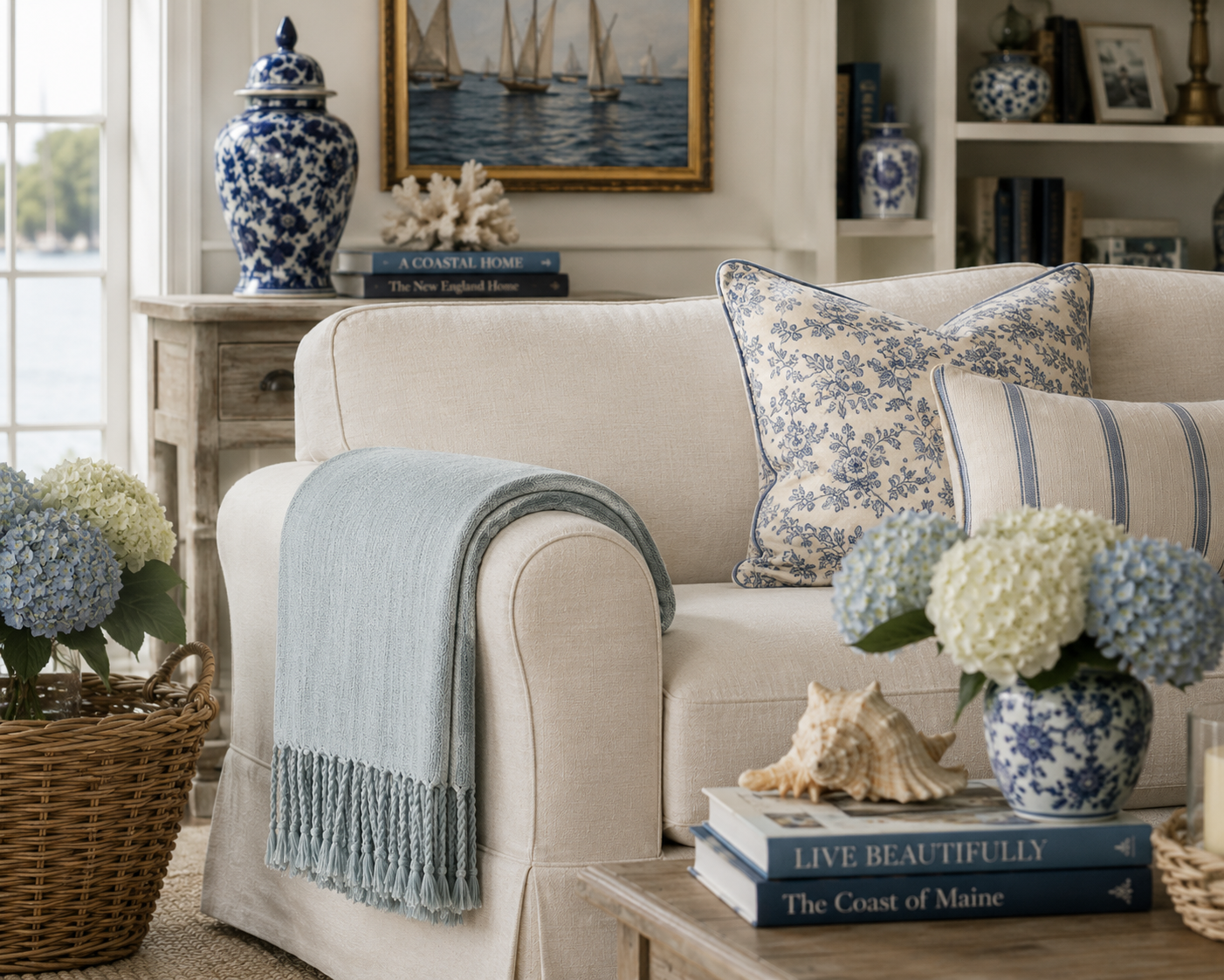 The Seabrook Chambray Woven Fringe Throw Blanket