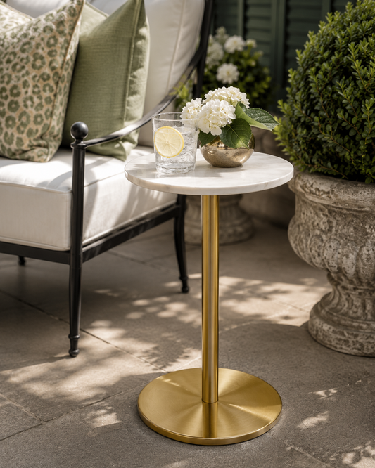 The Ashbourne Marble Pedestal Side Table