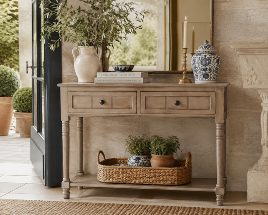 The Designer's Courtyard Collection | Ashford Distressed Pine Console Table