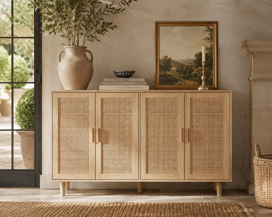 The Designer's Courtyard Collection | Beaumont Rattan Four-Door Sideboard Cabinet
