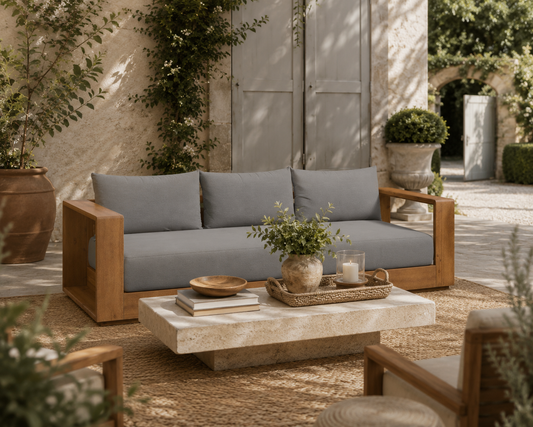 Hawthorne Outdoor Acacia Sofa | Garden Pavilion Collection | Bay & Bridle