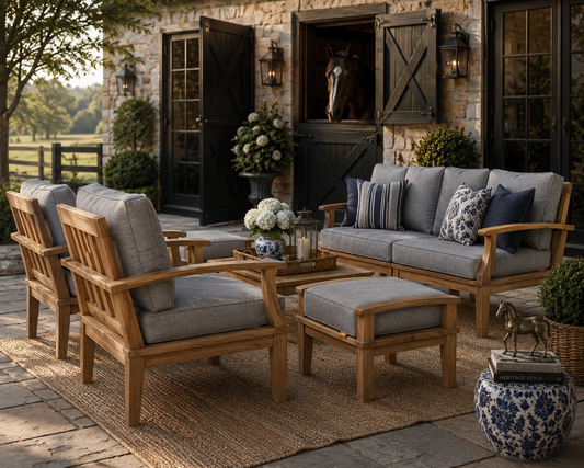 Seabrook Outdoor Patio Teak 5-Piece Lounge Set - Gray