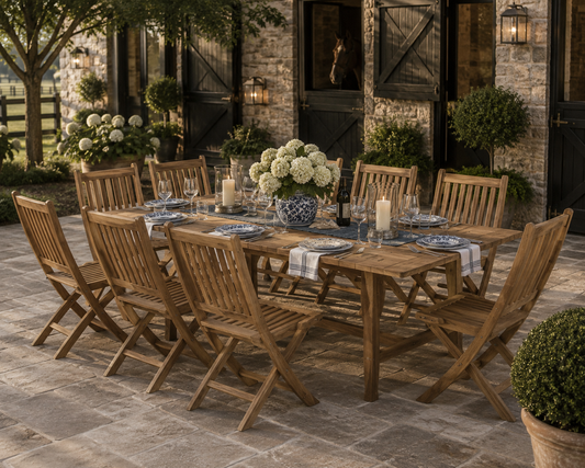 Seabrook 9-Piece Outdoor Patio Teak Dining Set