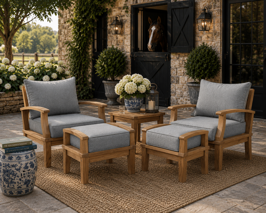 Seabrook Outdoor Patio Teak 4-Piece Conversation Set - Gray