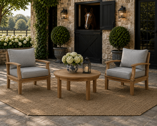 Seabrook Outdoor Patio Teak 3-Piece Conversation Set - Gray