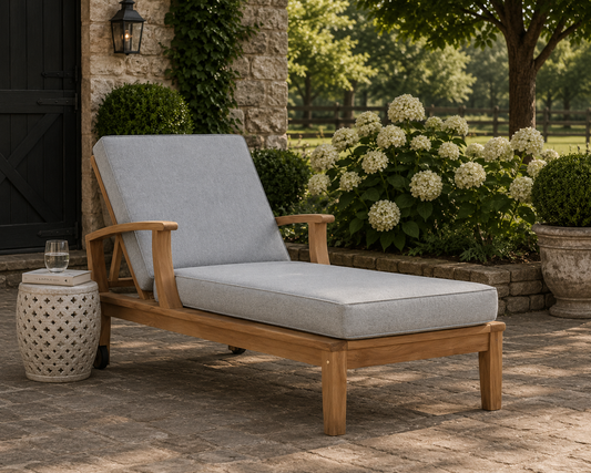Seabrook Outdoor Patio Teak Chaise Lounge - Gray