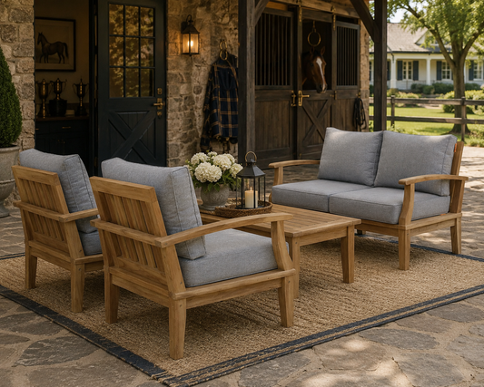 Seabrook Outdoor Patio Teak 3-Piece Lounge Set - Gray