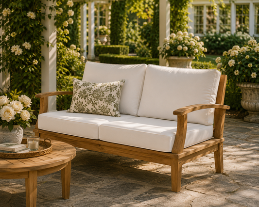 Seabrook Outdoor Teak Loveseat - White