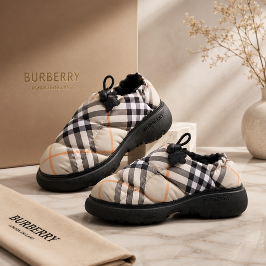 Burberry Check Quilted Pillow Mule Slippers