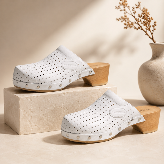 Balenciaga Perforated Leather Heeled Clogs
