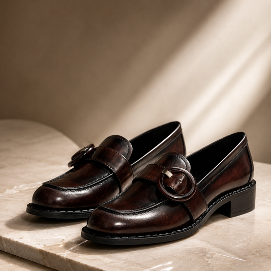 Prada Sienna Brushed Leather Loafers