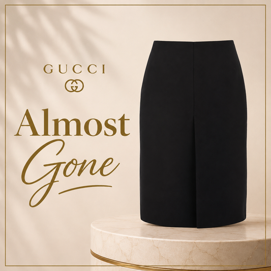 Gucci Black Wool High-Waist Skirt with Logo Waist Detail
