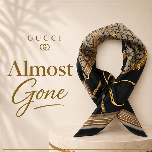 Gucci Multicolor Silk Scarf with Horsebit & GG Print