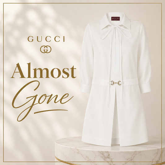 Gucci White Cotton Poplin Dress with Horsebit Detail