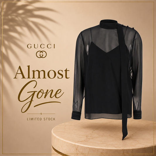 Gucci Black Silk Georgette Blouse with Pussy Bow Neckline