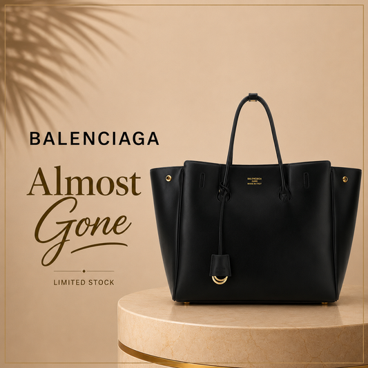 Balenciaga Hampton Black Leather Carry-All Shopping Bag