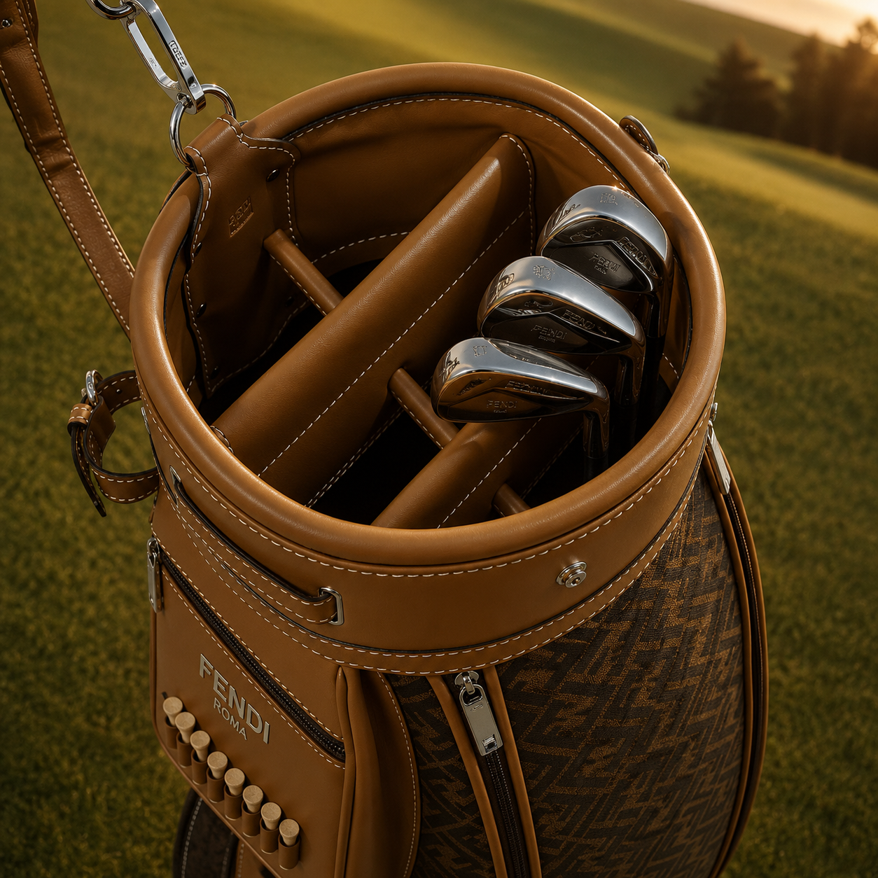 Fendi FF Monogram Luxury Golf Bag – Brown