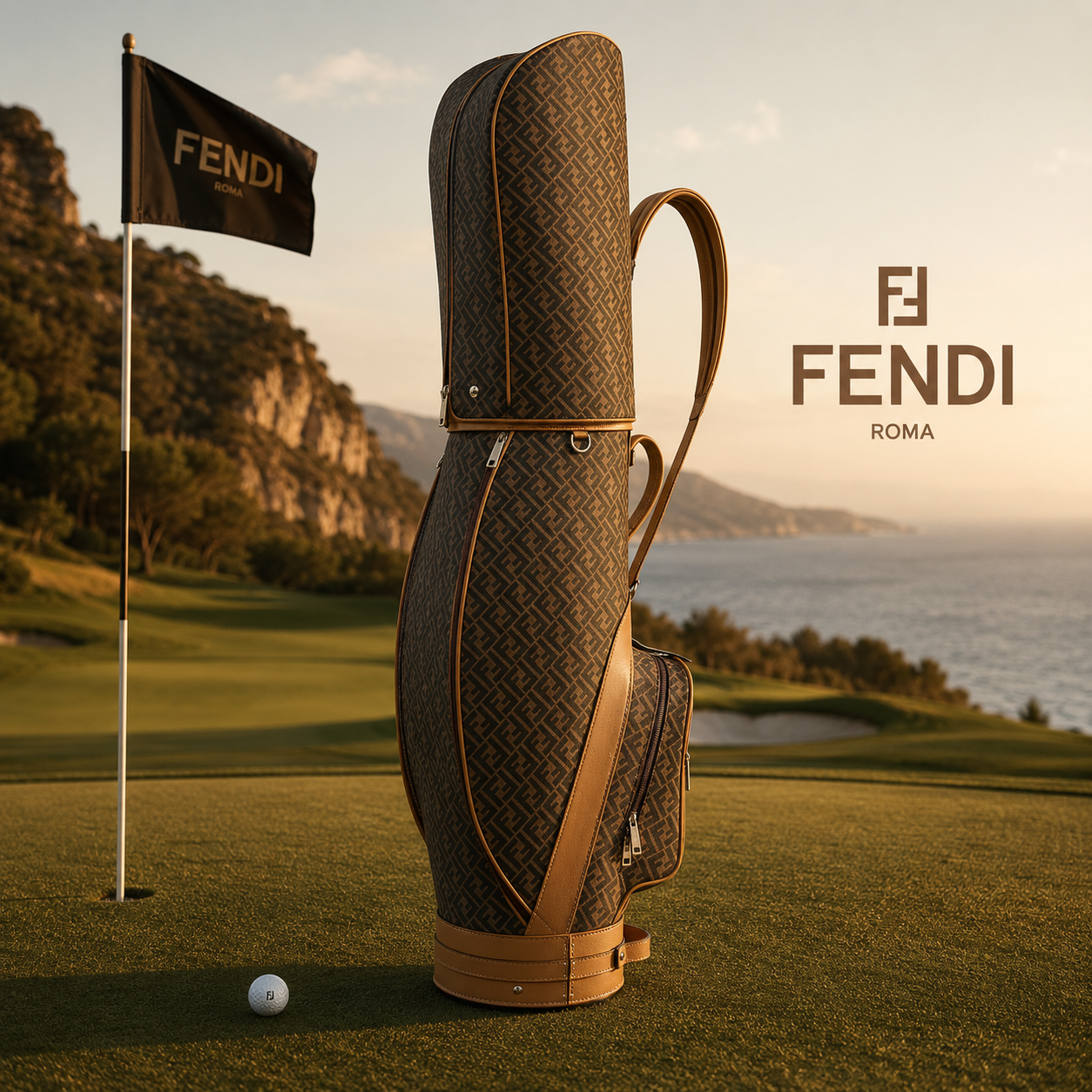 Fendi FF Monogram Luxury Golf Bag – Brown