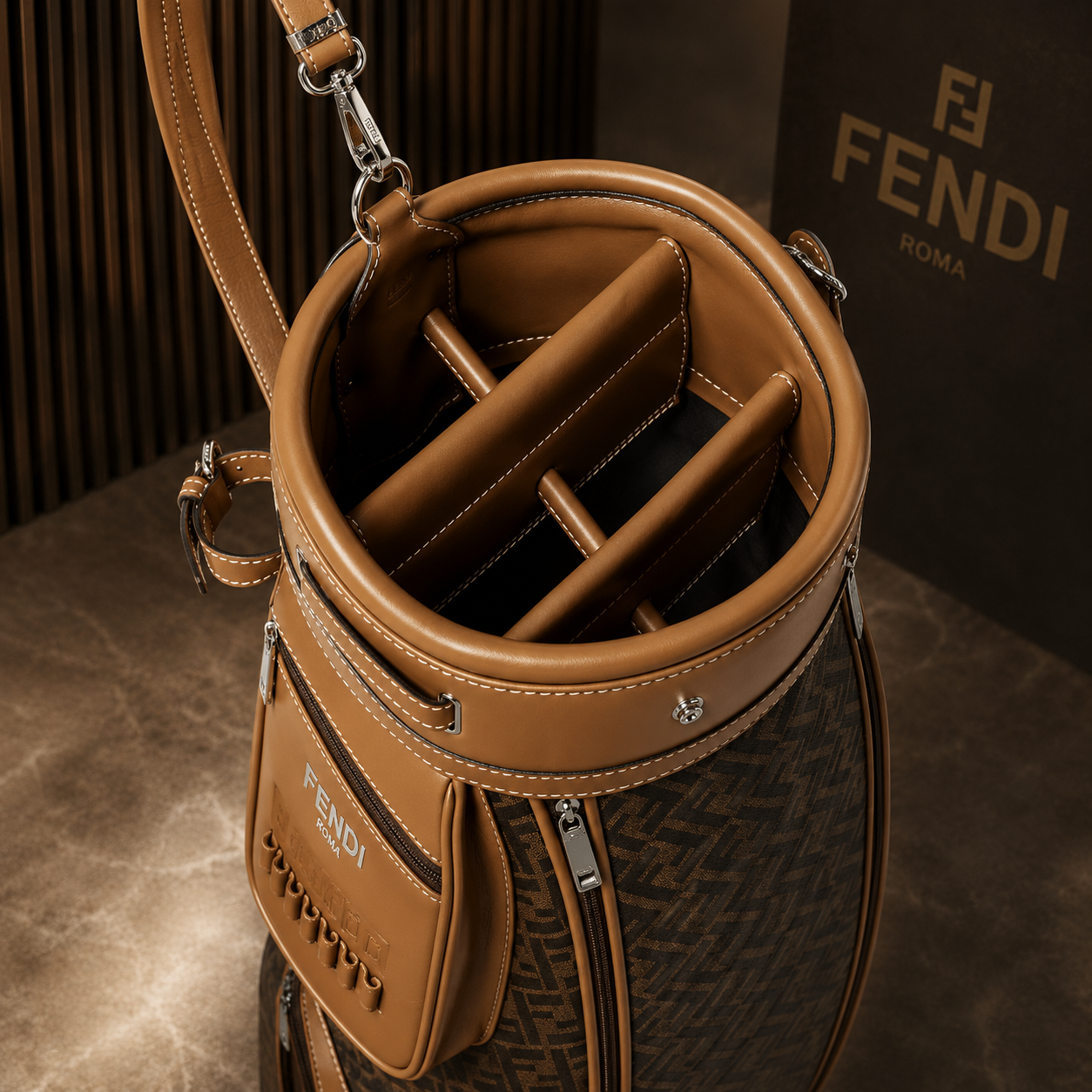 Fendi FF Monogram Luxury Golf Bag – Brown
