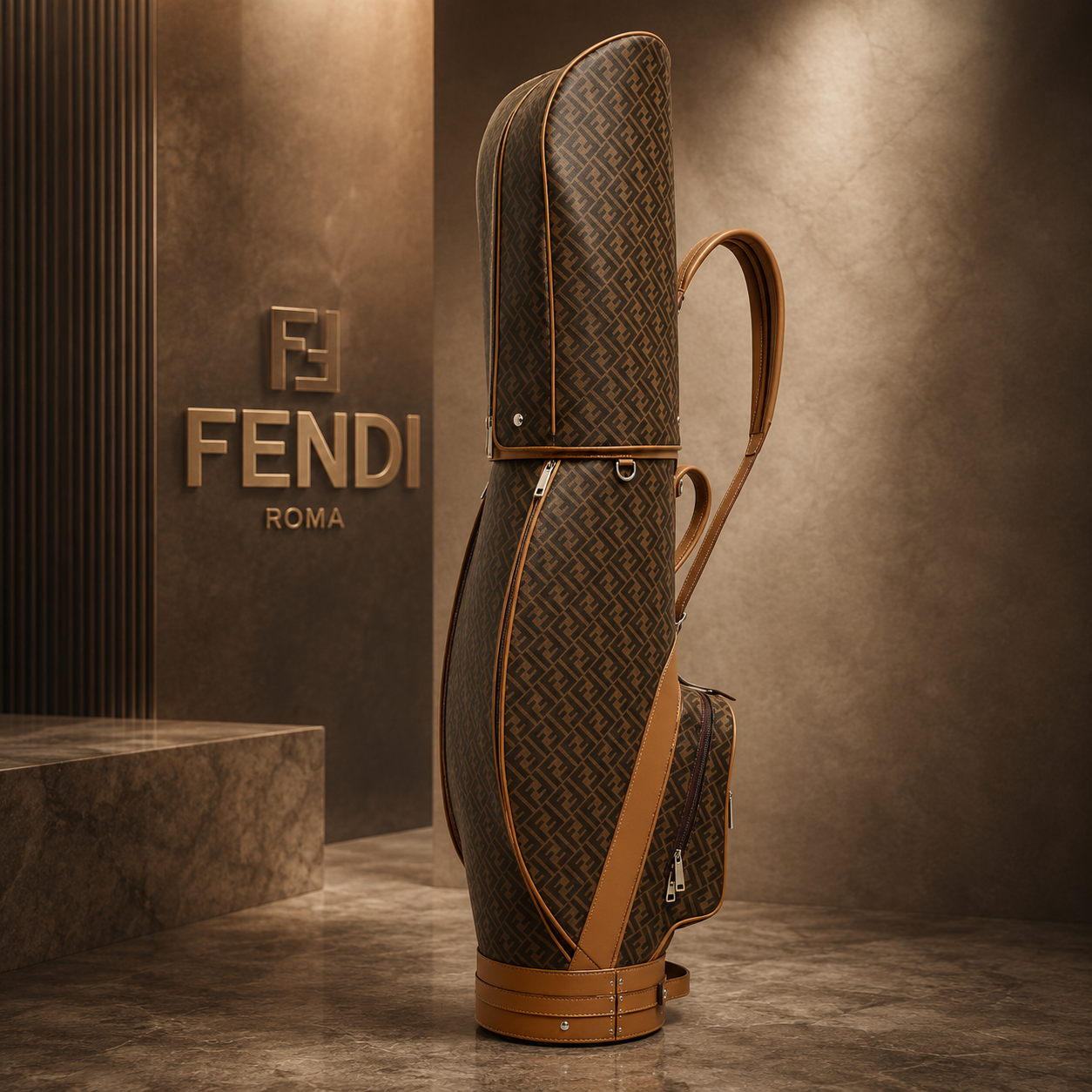 Fendi FF Monogram Luxury Golf Bag – Brown