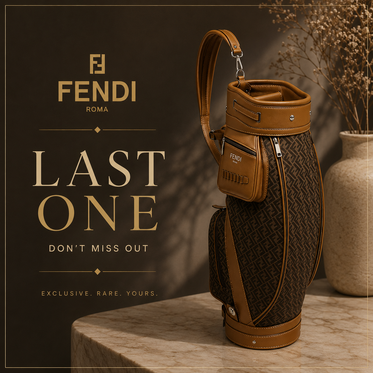 Fendi FF Monogram Luxury Golf Bag – Brown